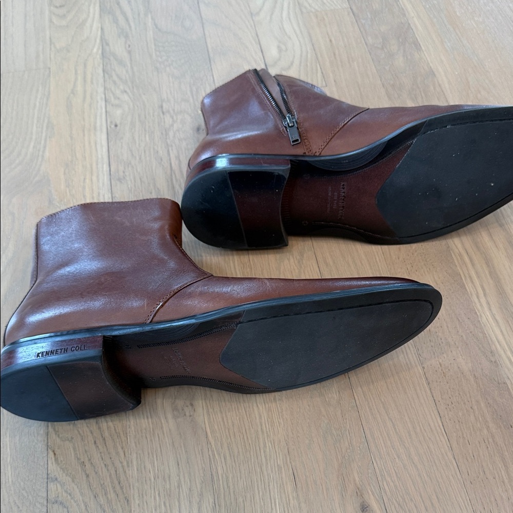 Kenneth Cole Men's Brown Leather Tally Ankle Boots Zipper - Picture 5 of 8